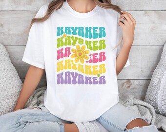 Groovy Kayaking T-Shirt, Retro Kayaker Tee, Gift for a Kayaker, Vintage Unisex t-shirt, Gift for Mom, Gift for Friend, Camping Tshirt, PNW