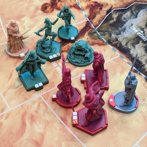 Brädspelsenhetsringar för Harkonnen och Atreides med HP och försvarsindikator + alla expansioner - kompatibel med War for Arrakis