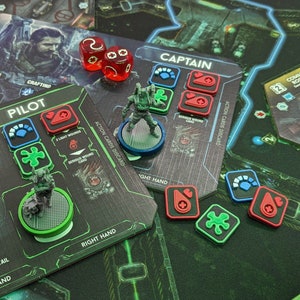Board Game Player Token Set compatible with Nemesis - Fully Colored with Slime, Wounds, and Signal Marker for Base Game and Lockdown