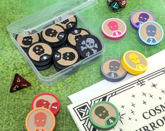 Magnetic Enemy Token Set for Fantasy Tabletop Games like D&D or Pathfinder with Storage Box and free One-Shot