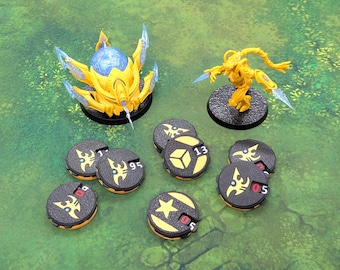 Protoss-Themed Tracker Dial Set for Hit Points, Supply, and Victory Points compatible with StarCraft The Miniature Game (TMG)