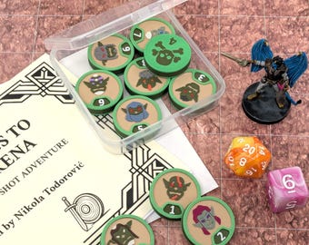 Magnetic Orc Token Set for Fantasy Tabletop Games like D&D or Pathfinder with Storage Box and free One-Shot