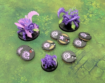 Zerg-Themed Tracker Dial Set for Hit Points, Supply, and Victory Points compatible with StarCraft The Miniature Game (TMG)