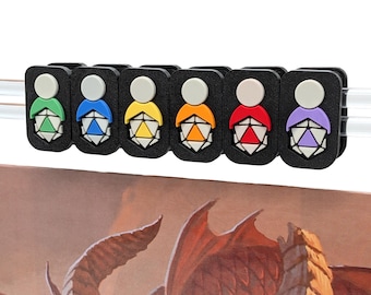 Player Clips for Stackable Magnetic DM Screen Abacus for TTRPGs like Dungeons & Dragons, Daggerheart, Draw Steel, with removable components