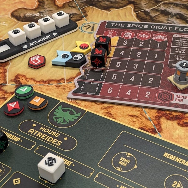 Dune: War for Arrakis - Deluxe Tokens with Bene Gesserit Set, Stackable Prescience, Imperium & Supremacy Trackers, and Spice Silo