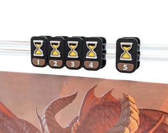 Time + Hourglass Clips for Magnetic DM Screen Abacus for TTRPGs like Dungeons & Dragons, Daggerheart, Draw Steel, with removable components