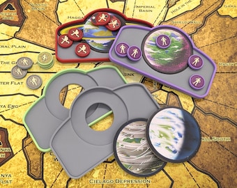 Board Game Homeworld Trays compatible with Dune: A Game of Conquest, Diplomacy & Betrayal with Insert for Planet Discs in all Faction Colors