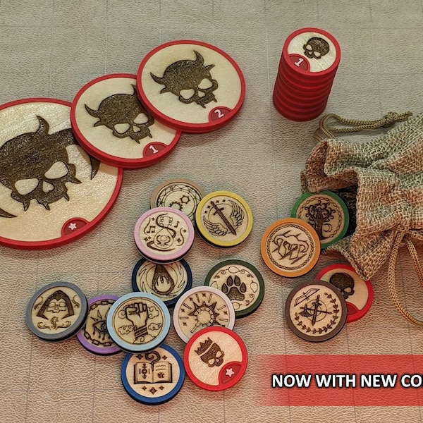 Trämonster- och klassmarker för brädspel som Dungeons & Dragons eller Pathfinder - Komplett startset i resestorlek för ditt bord