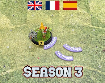 Eye Gouge Token for Fantasy Football and compatible with Tabletop Games like Blood Bowl Season 3 in English, French, and Spanish
