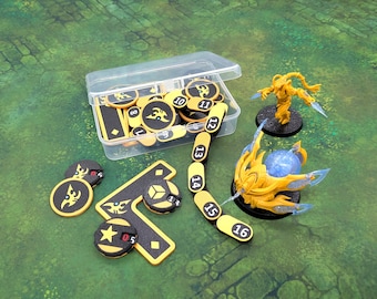 Protoss-Themed Faction Set with Tokens, Influence Markers, Chain Ruler, and Tracker Dials compatible with StarCraft The Miniature Game (TMG)