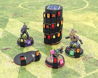 32mm | 1.25 inch Magnetic Bench Set with Injured, K.O., Sent-Off, and Death Marker for Fantasy Football and compatible with Bloodbowl