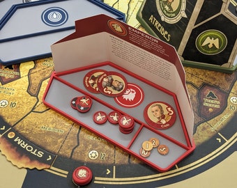 Board Game Player Trays compatible with Dune: A Game of Conquest, Diplomacy & Betrayal - Faction Icons, Screen Slot, and Token Compartments