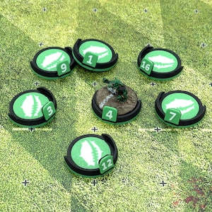 25mm | 1 inch Numbered Magnetic Miniature Base Set for Fantasy Football and compatible with Bloodbowl