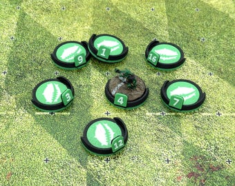 25mm | 1 inch Numbered Magnetic Miniature Base Set for Fantasy Football and compatible with Bloodbowl