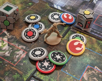 Fully Colored Imperial Assault Mission Token Set - Dual-Sided with Rebel, Imperial, and Neutral Markers