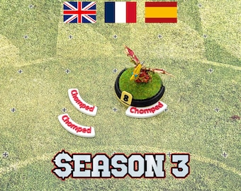 Chomped Token for Fantasy Football and compatible with Tabletop Games like Blood Bowl Season 3 in English, French, and Spanish