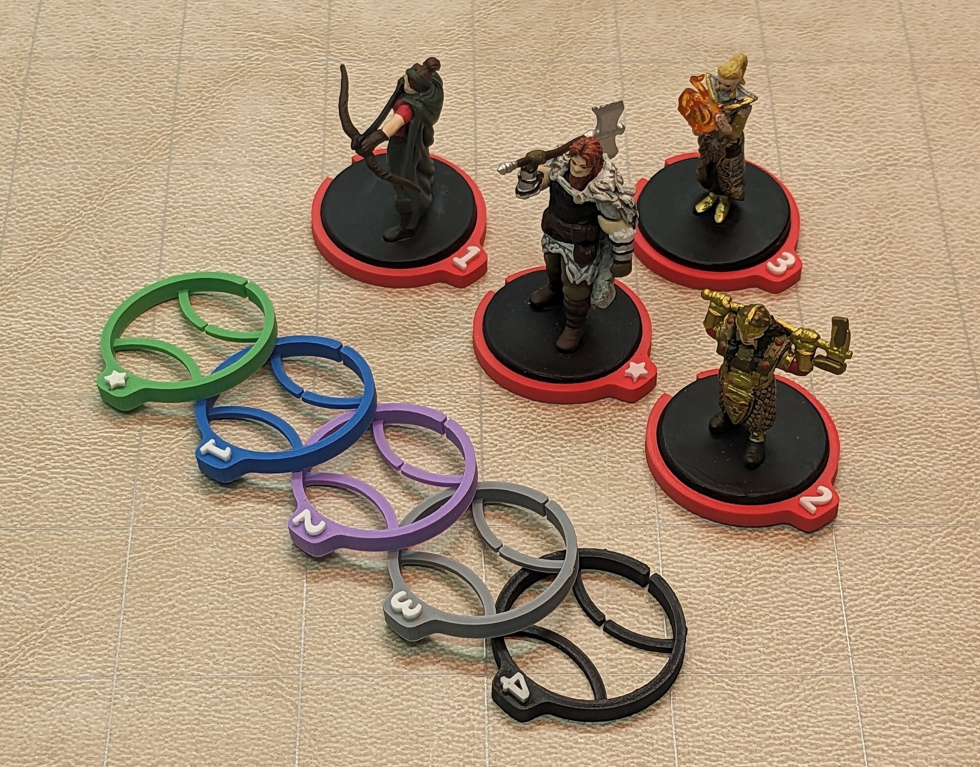 10 Numbered Miniature Rings for Tabletop Games like Dungeons & Dragons, Pathfinder, Blood Bowl, or Warhammer - Initiative and Enemy Tracker