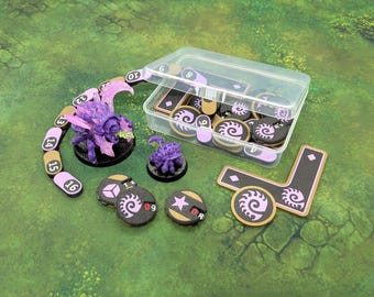 Zerg-Themed Faction Set with Tokens, Influence Markers, Chain Ruler, and Tracker Dials compatible with StarCraft The Miniature Game (TMG)