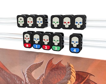 Skull Clips for Stackable Magnetic DM Screen Abacus for TTRPGs like Dungeons & Dragons, Daggerheart, Draw Steel, with removable components