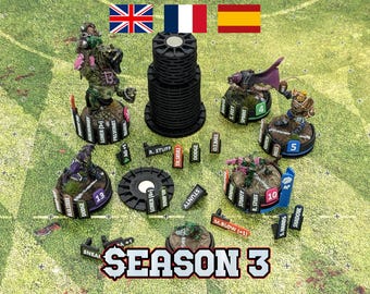 Magnetic Miniature Skill System for Fantasy Football and compatible with Season 3 of Bloodbowl in English, French, and Spanish