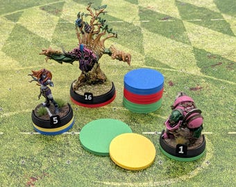Colored Magnetic Disks Markers for easy marking of Block, Guard, Dodge, Danger, Skills in Fantasy Football Games like Blood Bowl
