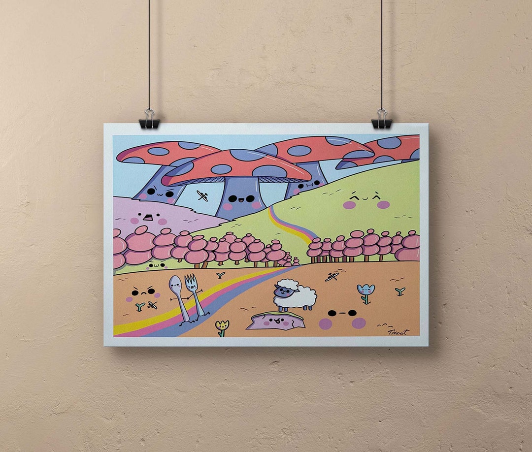 Escape, Kawaii Print 11 X 17, Art Print, Kids Print. Cute Kawaii Prints ...
