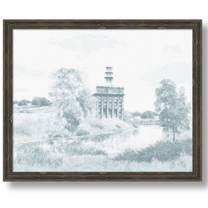 Nauvoo Temple Art in Teal