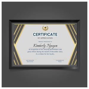 Certificate of Appreciation, Appreciation Award, Employee Certificate, Teacher Gift, Custom Certificate, Recognition Gift