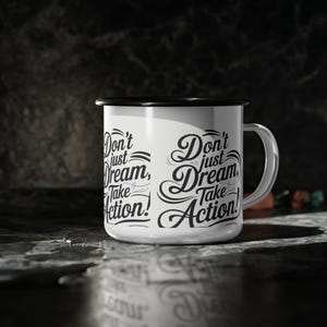 Inspirational Enamel Camp Cup - Outdoor Adventure Mug, Motivational Drinkware, Gift for Explorers, Camping Accessories, Take Action [...]