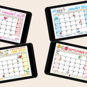 Undated Academic Calendar Printable: Colorful School Year Planner (Digital Download)