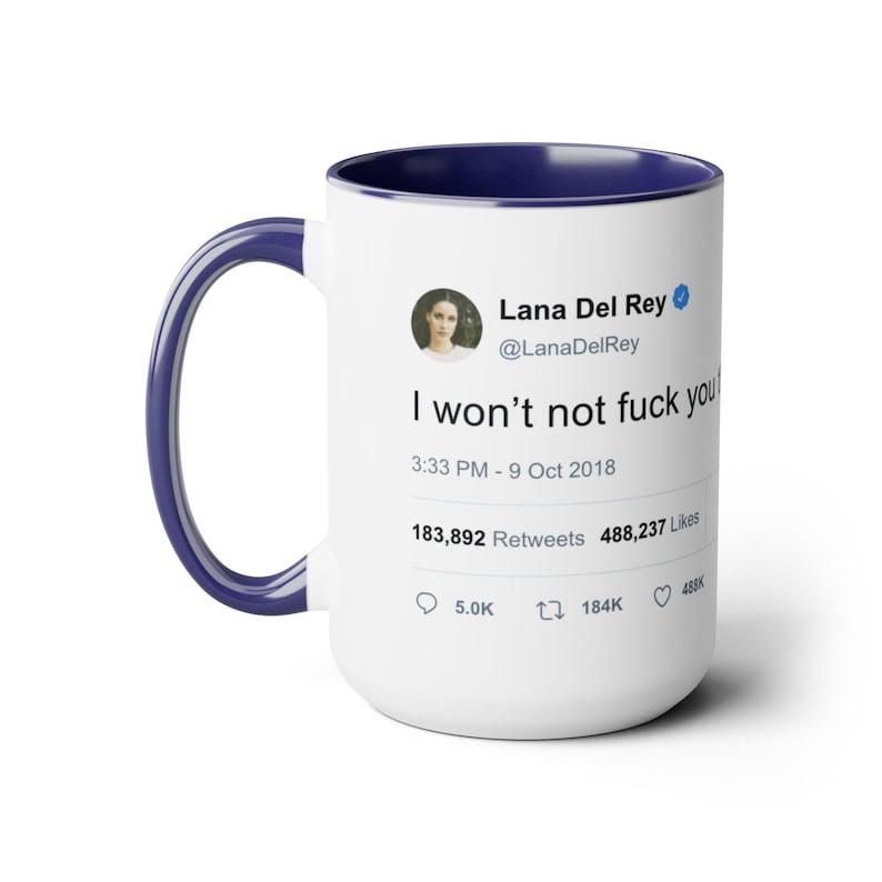 Lana Del Rey Iconic Tweet Two-Tone Coffee Mug (15oz) image 2