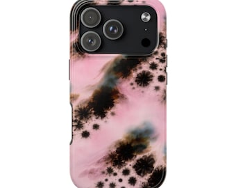 Funda para teléfono con diseño abstracto de tinta ruborizada y floreciente para iPhone 17 Pro Max, 16 Plus, 15 y 14