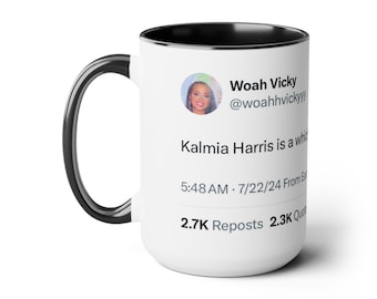 Woah Vicky Tweet Two-Tone Coffee Mug - Funny Gift 15oz