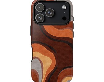 AMBER FLOW Phone Case, Retro Wave Aesthetic, iPhone 17 16 15 14 13 12 11 Pro Max MagSafe Case, Pixel 9 8 7 6 Samsung S25 S24 S23 S22