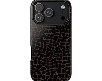 NOIR CROC Phone Case, Dark Minimal Aesthetic, iPhone 17 16 15 14 13 12 11 Pro Max MagSafe Case, Pixel 9 8 7 6 Samsung S25 S24 S23 S22