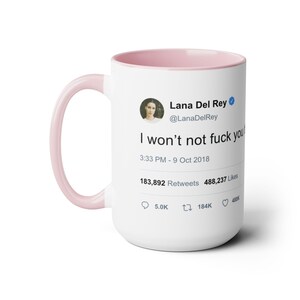 Lana Del Rey Iconic Tweet Two-Tone Coffee Mug (15oz) image 4
