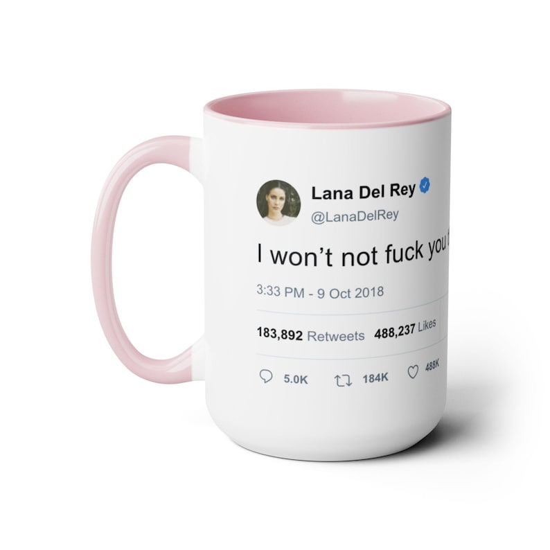 Lana Del Rey Iconic Tweet Two-Tone Coffee Mug (15oz) image 4