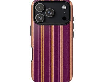 PLUM STRIPE Phone Case, Vintage Textile Aesthetic, iPhone 17 16 15 14 13 12 11 Pro Max MagSafe Case, Pixel 9 8 7 6 Samsung S25 S24 S23 S22