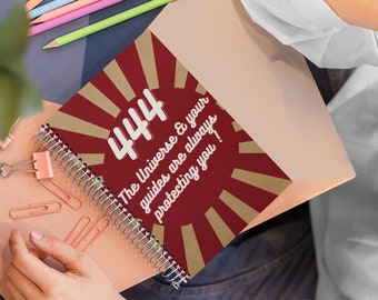 444 Spiral Notebook - Ruled Line Angel Number Notebook Angel Number journal Affirmation Journal Retro Notebook Everyday Journal