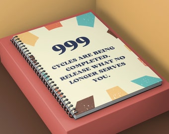 999 Spiral Notebook - Ruled Line Angel Number Journal Retro Journal Affirmation Journal Angel Number Notebook Everyday Journaling