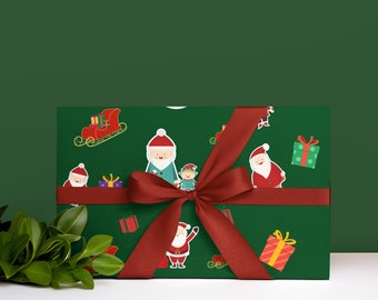 Kawaii Santa Wrapping Paper Cute Christmas Wrapping paper Santa Wrapping Paper Kids Wrapping paper Kawaii Holiday Christmas Gift Wrapping