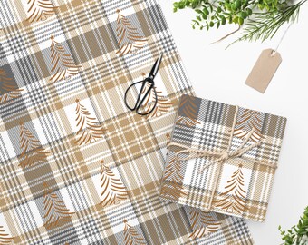 Papel de regalo de árbol de Navidad a cuadros Papel de regalo de árbol de Navidad Papel de regalo de cuadros Papel de regalo de Navidad a cuadros marrón y beige