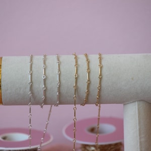 14k Gold-Filled Sterling Silver Dainty Bar Chain, wholesale by the foot, perfect for permanent jewelry, US Standard and tested