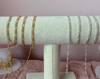 14k Gold-Filled Sterling Silver Large Figaro Chain, wholesale by the foot, permanent jewelry