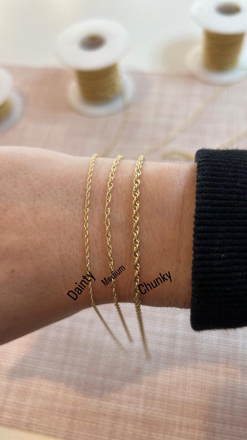 14k Gold-filled Sterling Silver Rope Chain: Dainty Permanent Jewelry ...