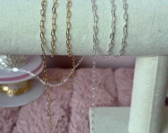 14k Gold-Filled Paperclip Chain: Sterling Silver Rounded Links, Wholesale by the Foot