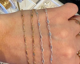 14k Gold-Filled and Sterling Silver Fancy Bar Unfinished Chain