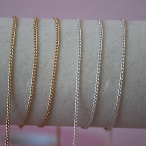 14k Gold-Filled Sterling Silver Dainty Curb Chain, wholesale by the foot, perfect for permanent jewelry, US Standard and tested