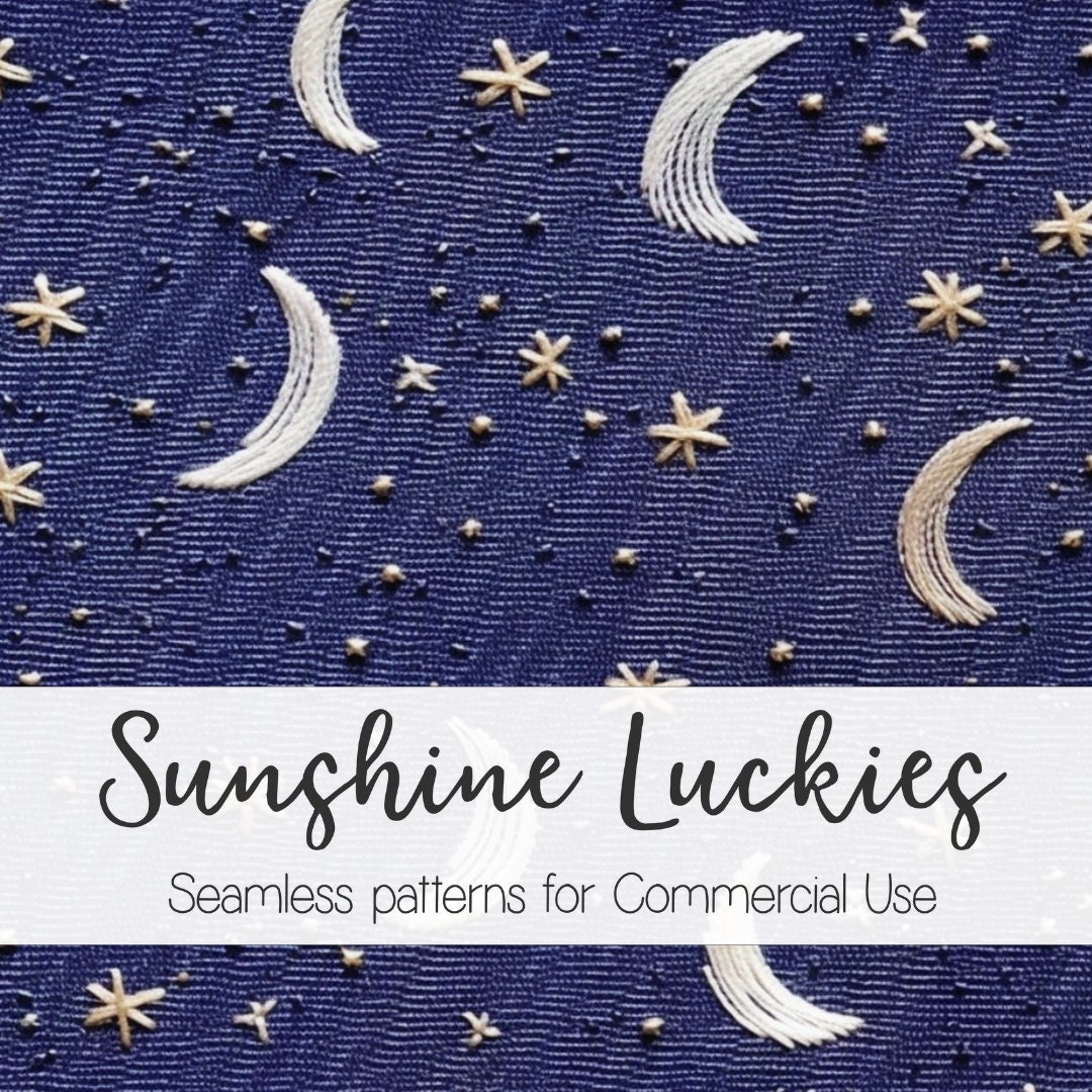 Embroidered Moon and Stars Seamless Pattern - Etsy