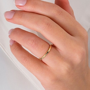 14K/18K Yellow Gold Round Wedding Band - Simple Solid Gold Thumb Ring